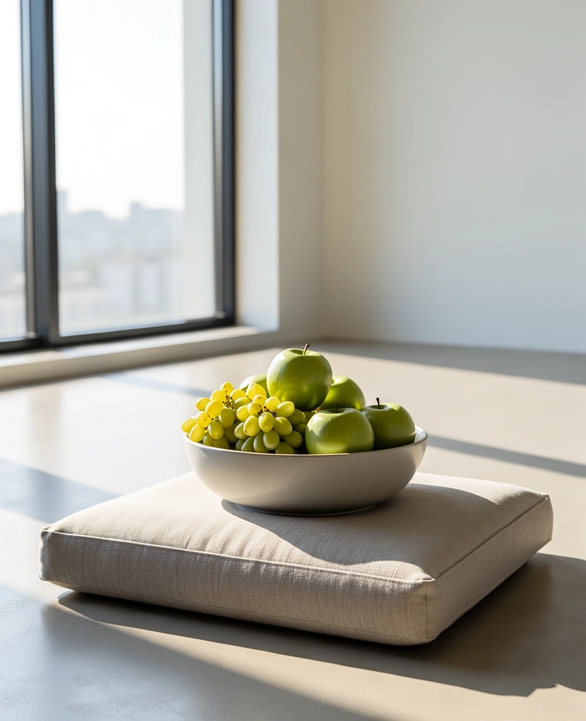 Serene interior with fresh fruit